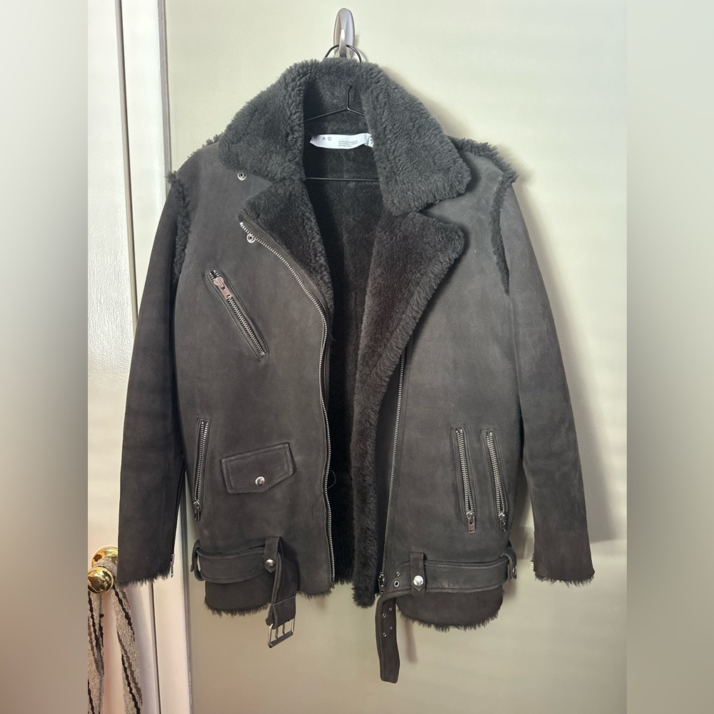 IRO Men's Dark Gray Shearling Jacket